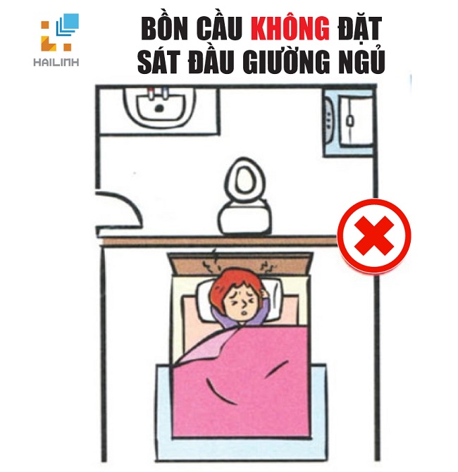 Hướng đặt bồn cầu kh&ocirc;ng đối diện giường ngủ
